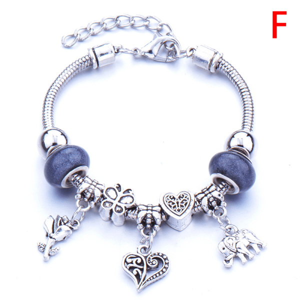 Silverpläterade pärlor hängande berlockarmband för kvinnor pärlstav Br F