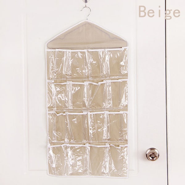 16 rutnätsfickor Väggmonterad Skoförvaring Organizer Over The Do Beige