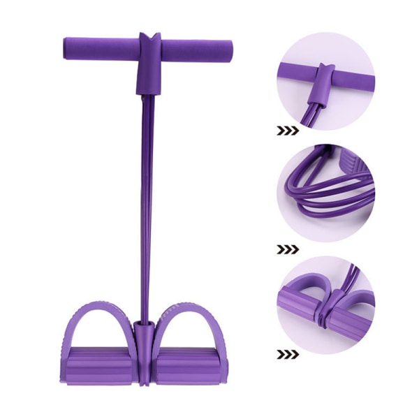 4 Tube Fitness Resistance Bands Latex Pedal Exerciser Sit-up Pu Red