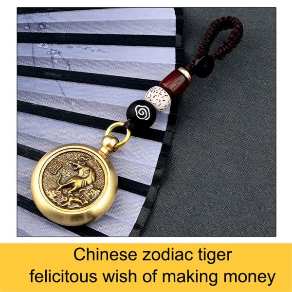 Vintage koppar Lucky Rope nyckelring hänge mässing Good Luck Feng A3