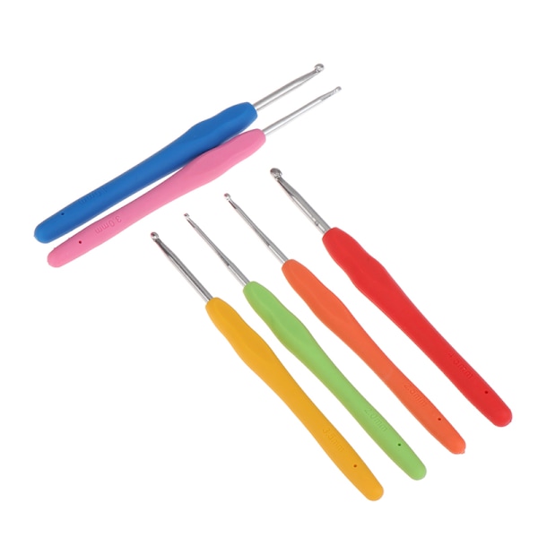 1 st 2,0-6,0 mm Rainbow Mjukt Handtag Virkat Gummi Handtag Virkat 3.5mm