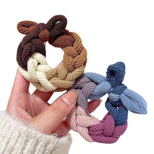 Höst Vinter Förtjockad Duk Väv Knot Bow Hög Elastisk Gummi A1