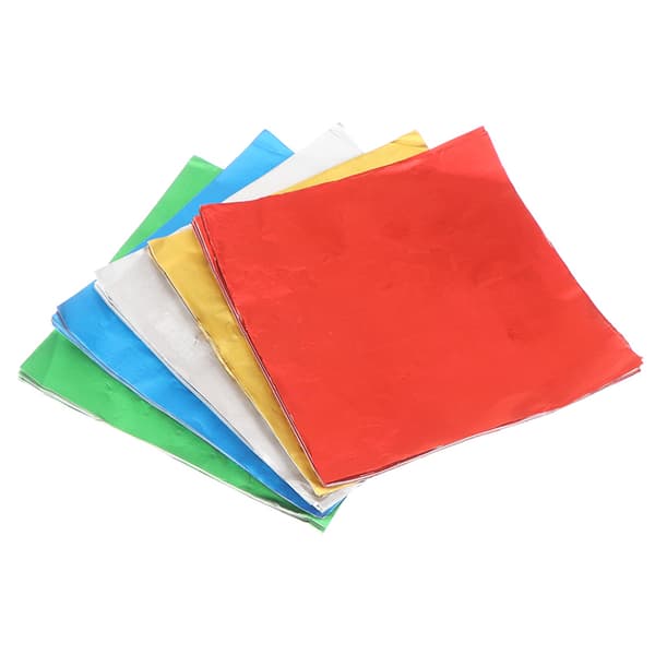 100 ark 20*20cm Aluminiumfolie Omslagspapper Bröllopschoklad Silver