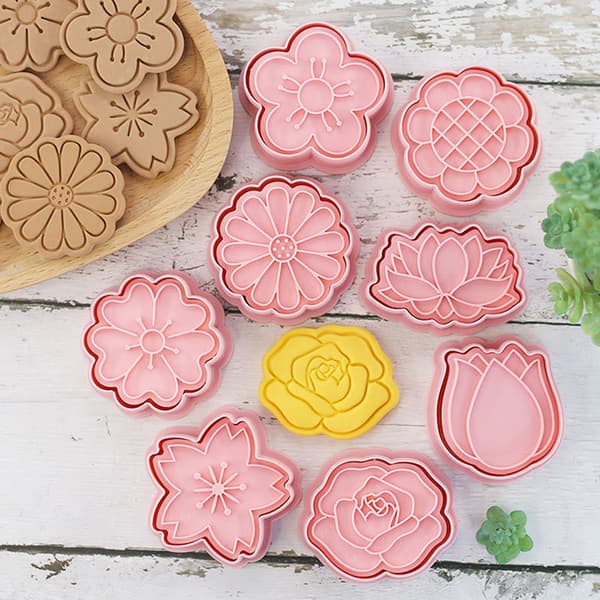 8 st Blomform Cookie ters 3D Plast Form Cookie St