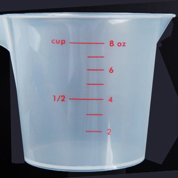 250ml genomskinlig måttbägare i plast handtag vätske hällpipen hem