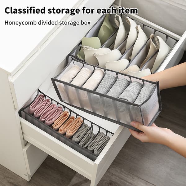 Hopfällbar låda Garderob Divider Organizer Trossockor BH Orga Khaki 11Grid