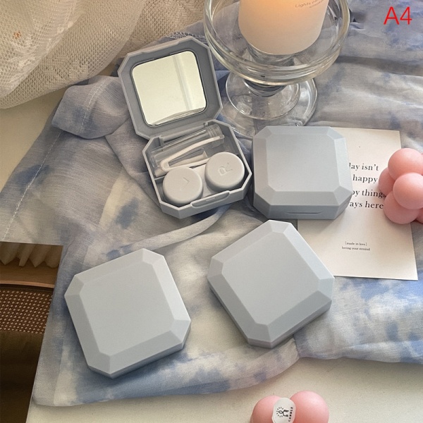 Candy Color Kontaktlinser Box Solid Color Portable Light blue