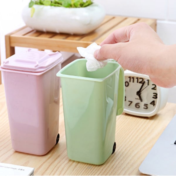 Mini Desktop Kattsand Trash Liten Bordsskiva Trashbox Skrivbordsport Blue