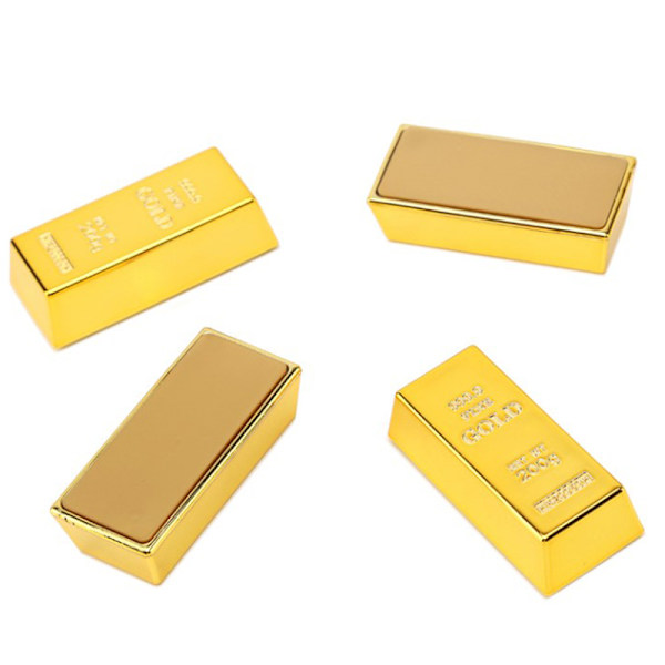 Plast Gold Bullion Simulerad Golden Brick Glittrande Guld B