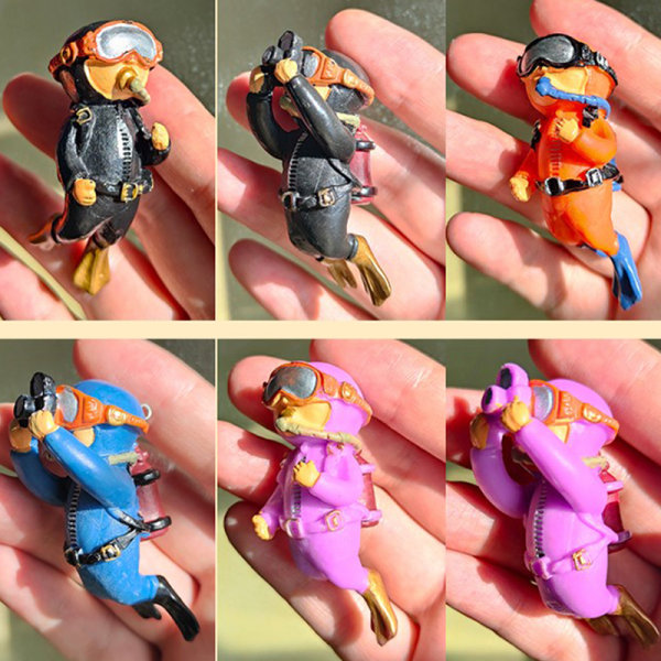 Kawaii Resin Frogman Aquarium Ornaments Intressant Floating De A8