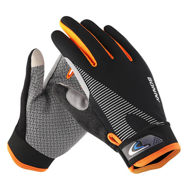 Unisex Cykelhandske Full Finger Touch Andningsbar cykling Gray