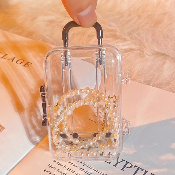 Mini resväska stil förvaringslåda Smycken förvaringsväska Case N S-Transparent&Pink