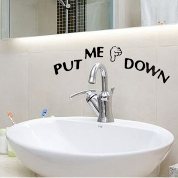 1X PUT ME DOWN Dekal Badrum Toalettsits Sign Reminder PVC Sti