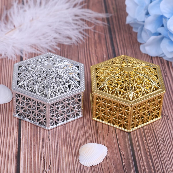 Kreativ plast hexagon godislåda bröllop vintage choklad gi Silver