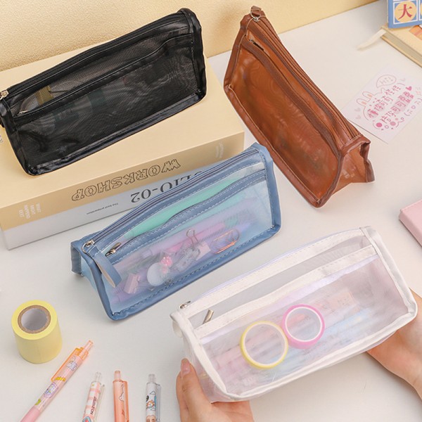 Stil Nylon förvaringsväska Bärbar Mesh Transparent case Black