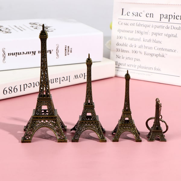 Retro Paris Eiffeltorn Modell Hem Skrivbord Brons Metall Staty 10CM