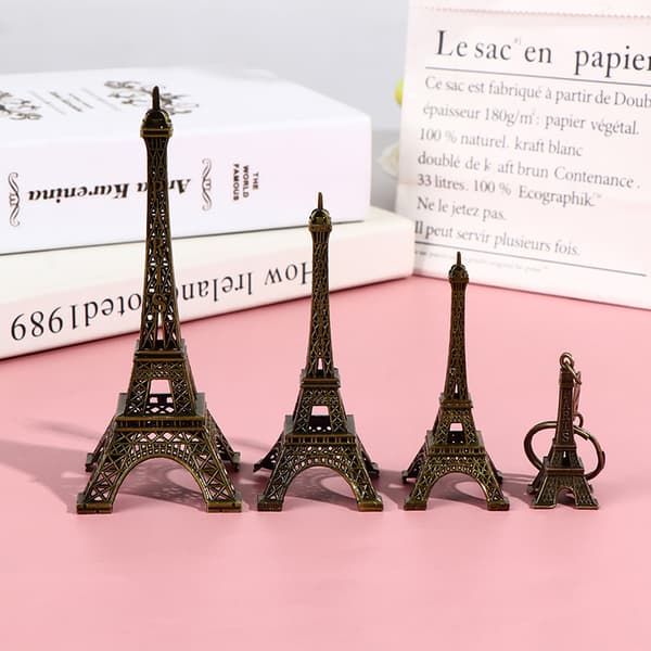 Retro Paris Eiffeltorn Modell Hem Skrivbord Brons Metall Staty 13CM