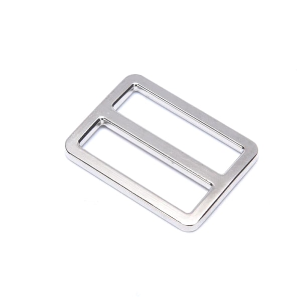 Rektangel metall Tri Glide ryggsäck Strap Juster väska Spänne Webb Silver 2.5cm