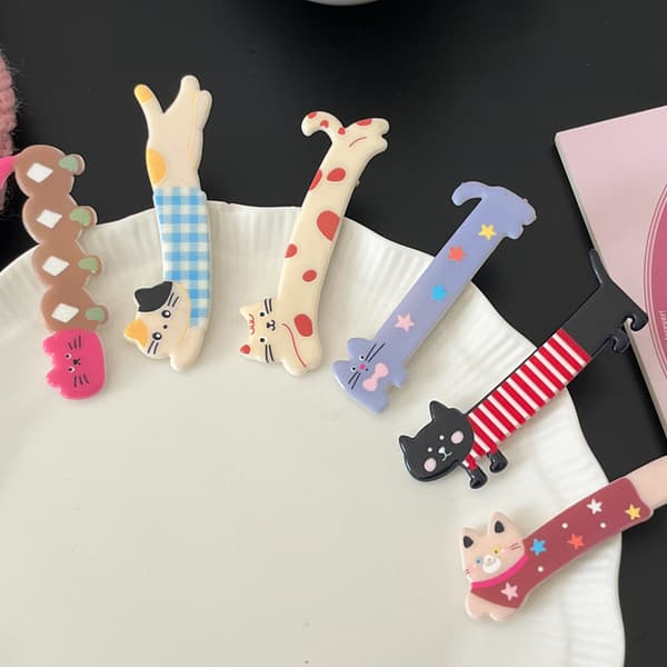 Tecknad hårklämma e Cat Shape Side Bangs Clip Makeup Tools Girl A4