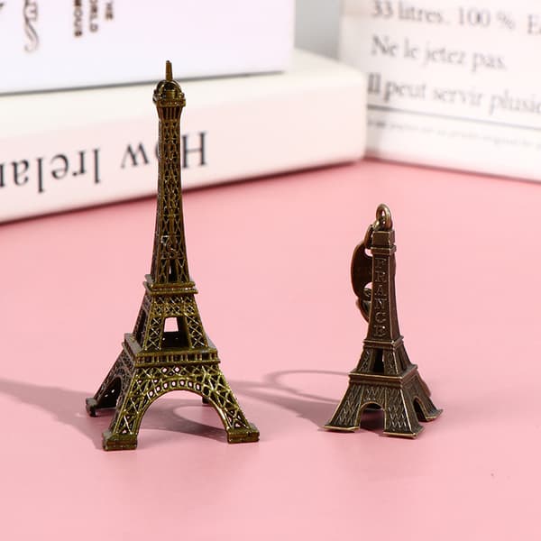 Retro Paris Eiffeltorn Modell Hem Skrivbord Brons Metall Staty 10CM