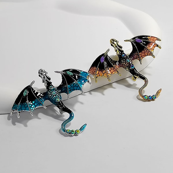 Mode Rhinestone Emalj Flying Dragon Broscher För Kvinnor Clot C