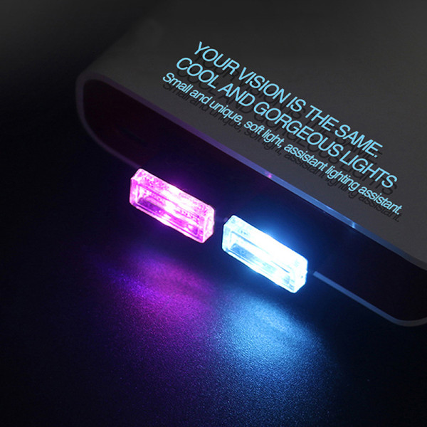 Bil Mini USB LED Atmosphere Lights Dekorativ Lampa Interiör Lig white color