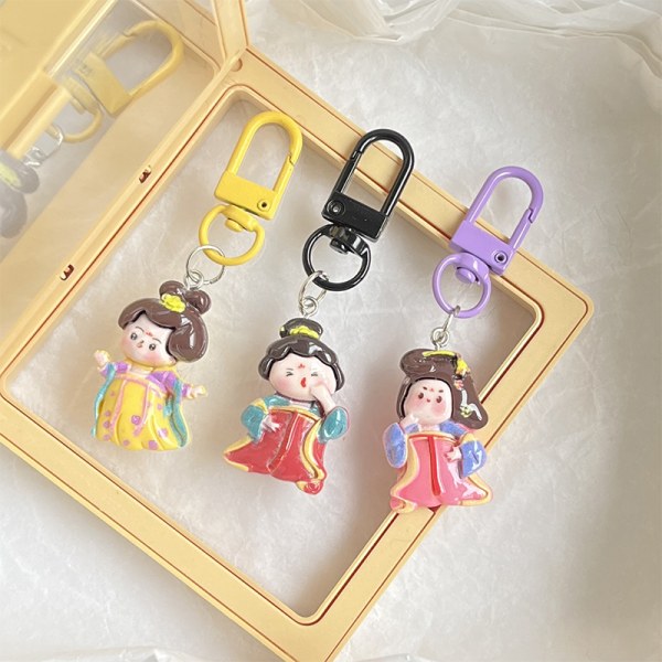 e Tang Dynasty Girl Resin Charms Nyckelring Hängen Väska Charm Ac Yellow