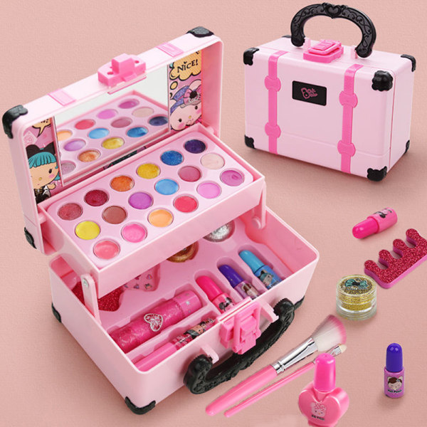 1 set barn smink kit för flickor Säker kosmetika leksaker set