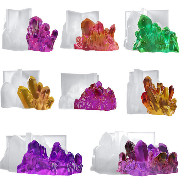 Gör-det-själv Kristall Epoxiharts form Ice Cluster Ornament Crystal Candl A12