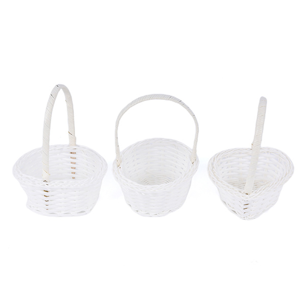1st Handvävd Mini Plast Vävning Förvaring Tyg Korg Ratt Oval
