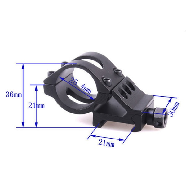 Taktisk 25,4 mm Quick Release Offset Ficklampa Scope Mount Hun Black