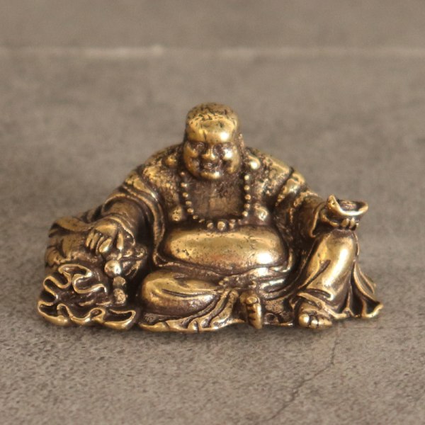 Pure Copper Maitreya Buddha Liten Staty Feng Shui Ornament Hom