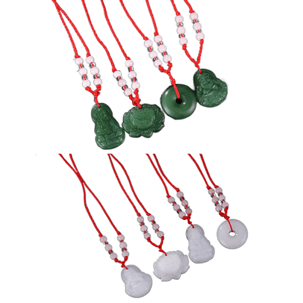 Jade handvävt hänge halsband Lotus Guanyin Buddha hänge L 04