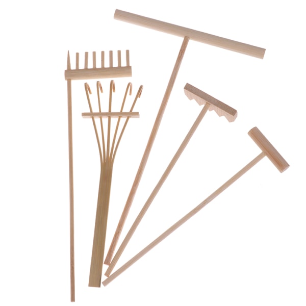 1/5 st Mini Bamboo Rake för Zen Garden Sand Bordsskiva Meditation 3(T Style 1Pc)