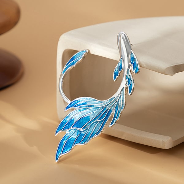 Punk Creative Gradient Blue Fish Ear Cuff Clip örhängen för kvinna Left ear