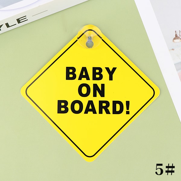 Baby ombord säkerhetsbil fönster sugkopp varningsskylt 5#