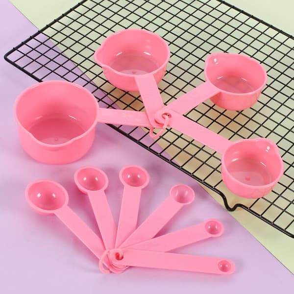 10st Mätskedar Muggar Set Köksbakning Kaffe Mätning Pink