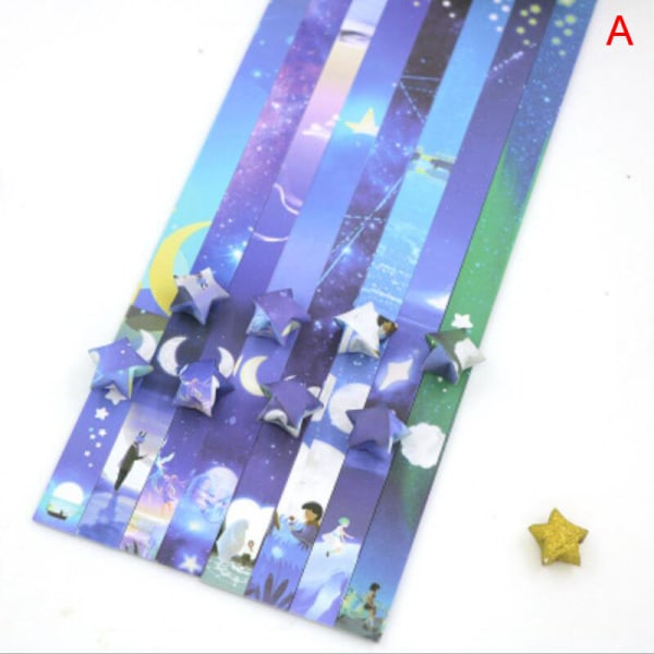 136 X Folding Paper Lucky Star Paper Strip Sky Universe Pattern A