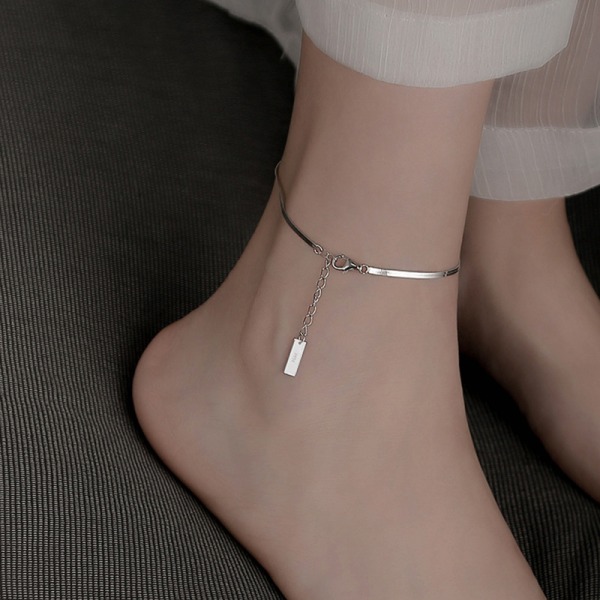 Charm Silver Rostfritt Stål Snake Chain Anklet For Women Jewel
