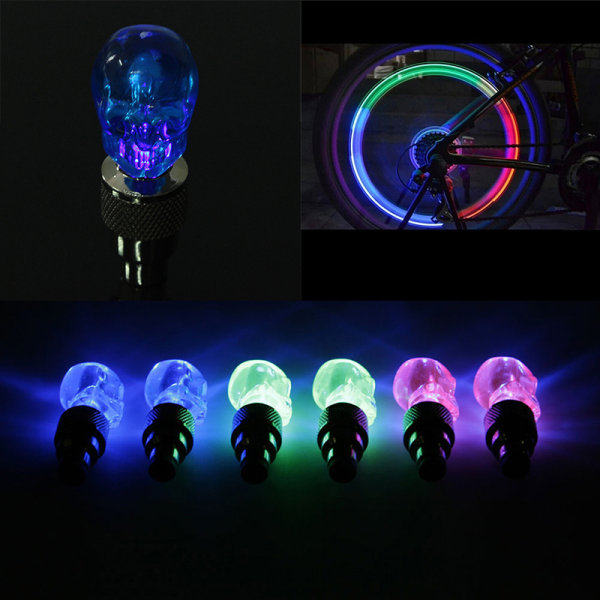 Hot 2x Skull Blinkande LED Ventil Cap Light Neon Wheel Eker Däck Blue