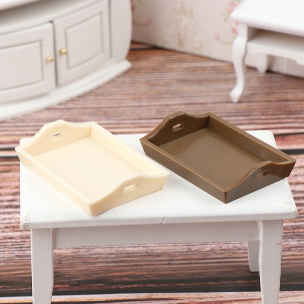 1/12 Dollhouse Fruktbricka Leksaker Dockhus Minidekorationer Acce Beige