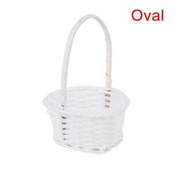 1st Handvävd Mini Plast Vävning Förvaring Tyg Korg Ratt Oval
