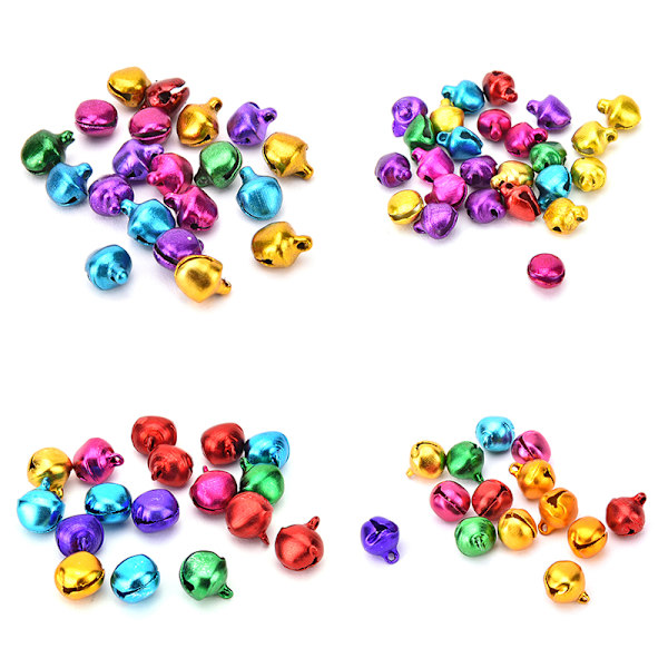 100 st/ set Små Jingle Bells Färgglada lösa pärlor dekoration 12