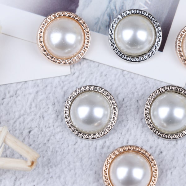 10 st Pearl Metal Shank-knappar för sömnad Scrapbooking DIY Cra Silver