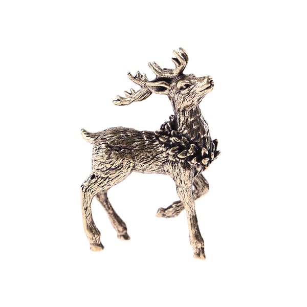 2 STK Ren koppar Hjortar Skulptur Ornament Solid Mässing Deer Mini