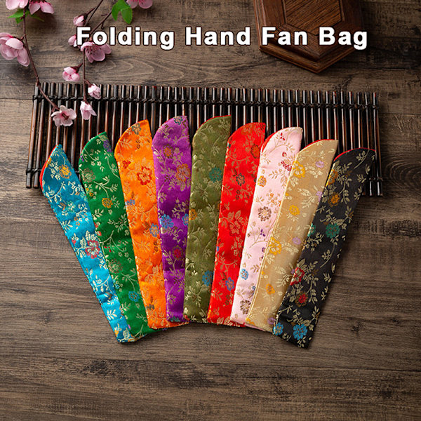 Ny stil Hand Fläkt Cover Broderade Blommor Portable Folding A3