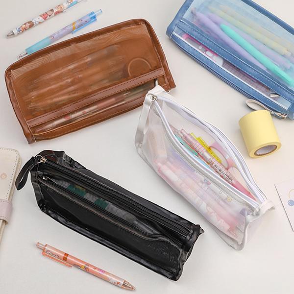 Stil Nylon förvaringsväska Bärbar Mesh Transparent case Black
