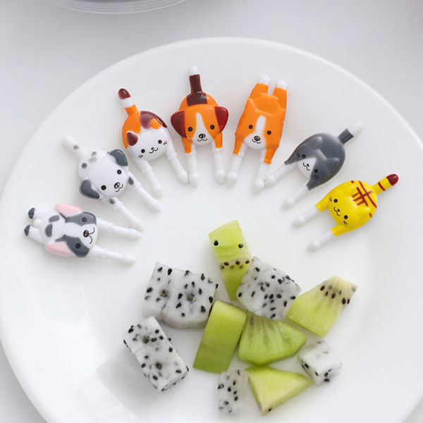 7st Mini Djurplock Snack Tårta Dessert Fruktgafflar Bento Ac