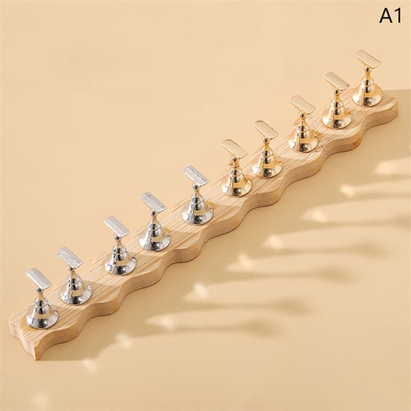 Magnetisk Nagelhållare Trä Display Stativ False Nail Tips Polis A3