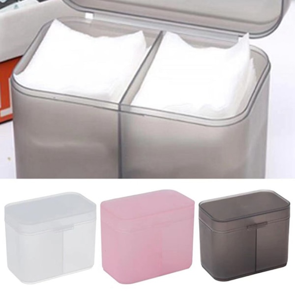 Bomullsdynor Spinn Nagelservetter Makeup Borstar Organizer Förvaring Bo Transparent